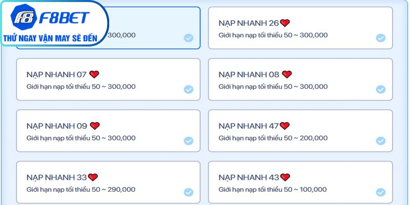 Chi tiết các bước nạp tiền F8BET qua ngân hàng - Hướng dẫn tất cả ngân hàng