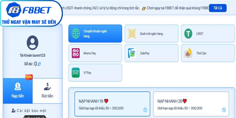 Lưu ý quan trọng để nạp tiền F8BET qua ngân hàng diễn ra thông suốt