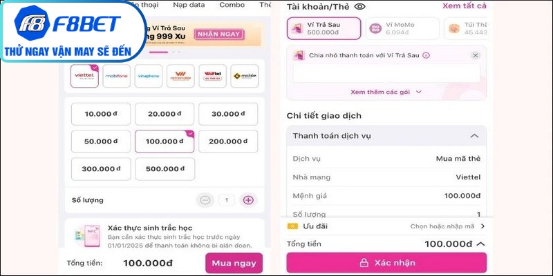 Rút tiền F8BET qua ví điện tử Momo với tốc độ xử lý nhanh, tối ưu